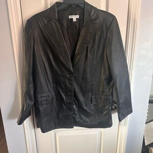 And Now this Black faux Leather Blazer